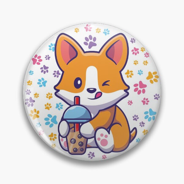 Aperçu de l'œuvre Chien mignon - Boba Cute Anime Dog Corgi Kawaii Tea Drink créée et vendue par IyadBro.