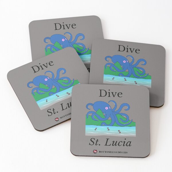 Item preview, Dive St. Lucia Blue Octopus with Black Font designed and sold by BottomlessDiver.