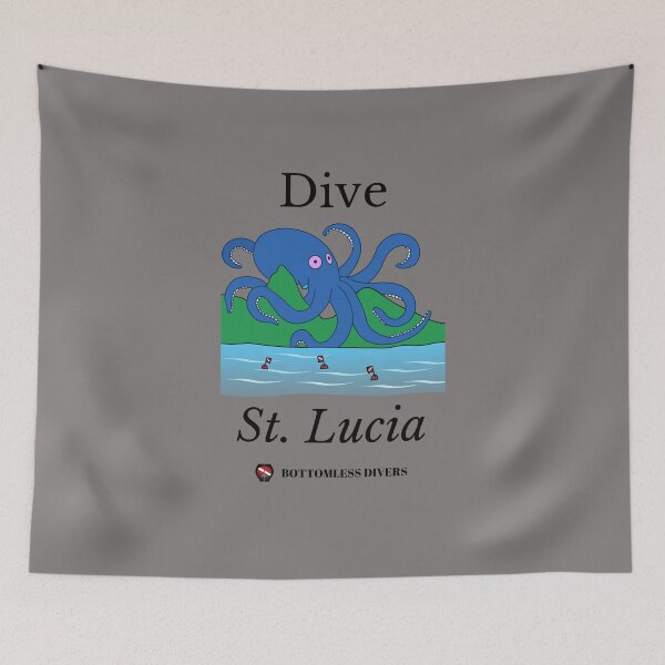 Item preview, Dive St. Lucia Blue Octopus with Black Font designed and sold by BottomlessDiver.