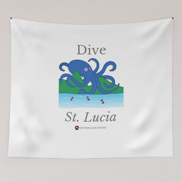 Item preview, Dive St. Lucia Blue Octopus with Grey Font designed and sold by BottomlessDiver.