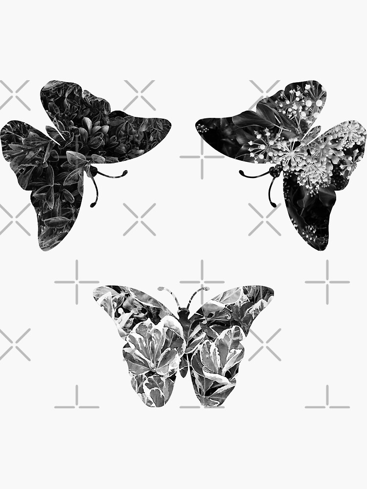 "Black and White Butterflies" Sticker for Sale by ChibiKolossus Redbubble