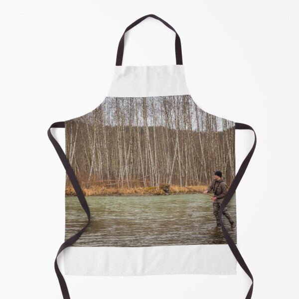 Item preview, A fly fisherman hooked into a big fish in a river with the rod bent designed and sold by SnapTPhotograph.