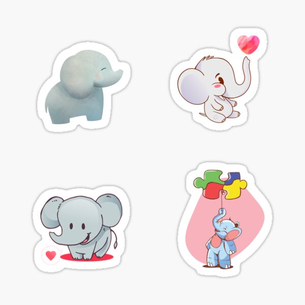 Item preview, Elephant artwork cartoon pack of 4 designed and sold by BabyClothesKing.
