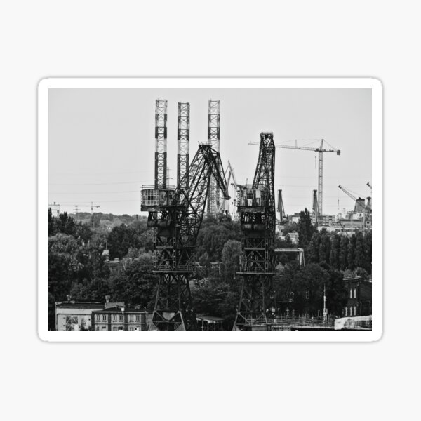 Old Cranes B&W Sticker