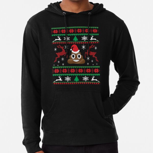 Emoji poop Smiley funny UGLY CHRISTMAS Sweater Men Women HOODIE Green 