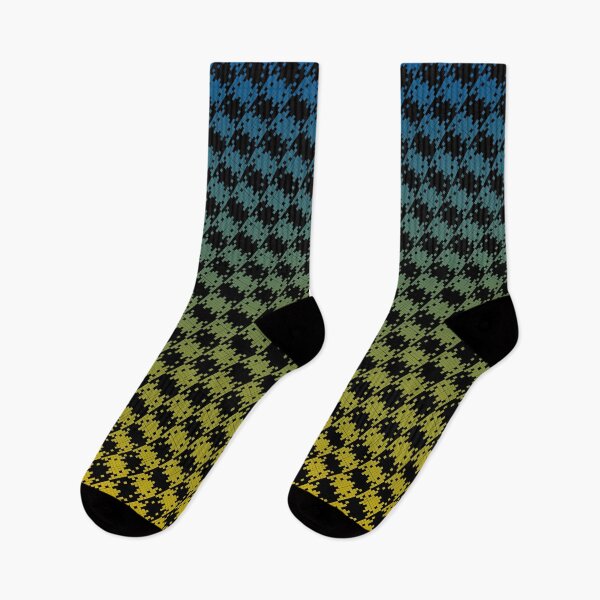 Item preview, Space Invader Dogtooth Pattern Black Blue and Yellow Fade designed and sold by Quooki.