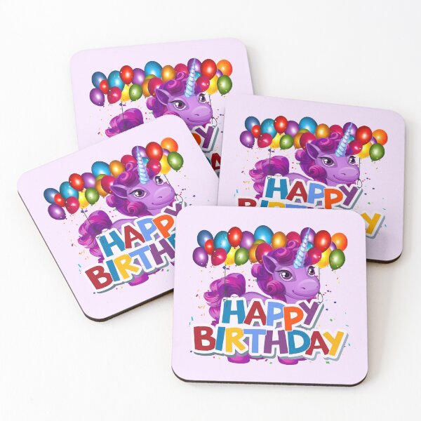 Item preview, “Happy Birthday” Pink Baby Unicorn (Pink Background) designed and sold by PawsitiveMum.