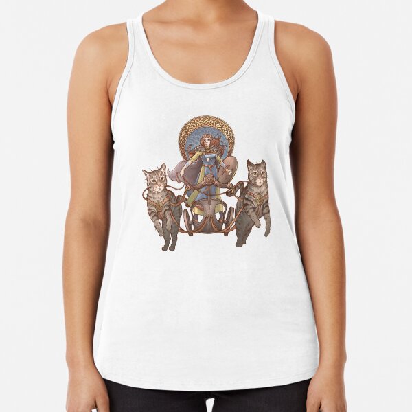 Freya Driving Her Cat Chariot Racerback Tank Top