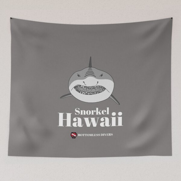 Artikelvorschau, Schnorcheln Sie Hawaii Shark Face mit weißer Schrift entworfen und verkauft von BottomlessDiver.