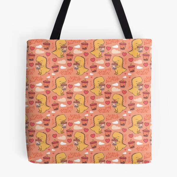 Item preview, Patrón de Boba Tea Rex - Cute Funny Bubble Tea Dino Print designed and sold by BobaTeaMe.