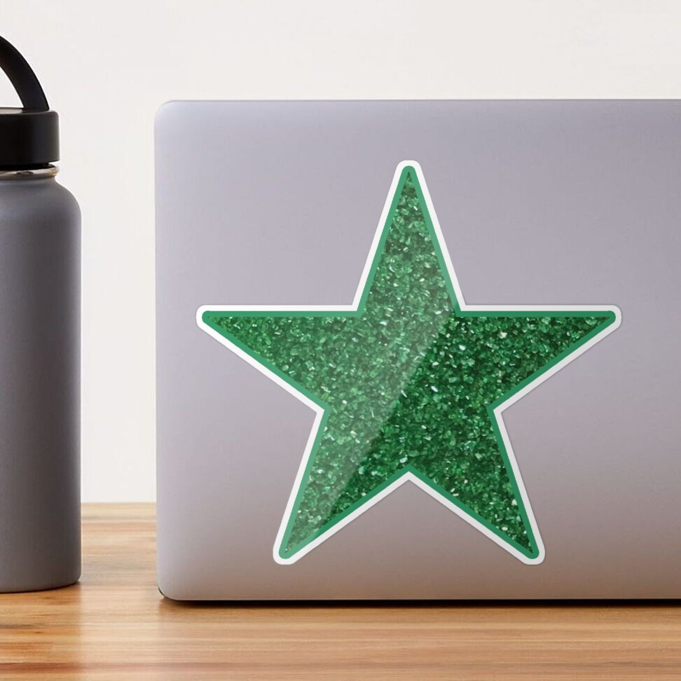 Glitter Stickers Stars 1 inch - Two Color Way - Silver Green