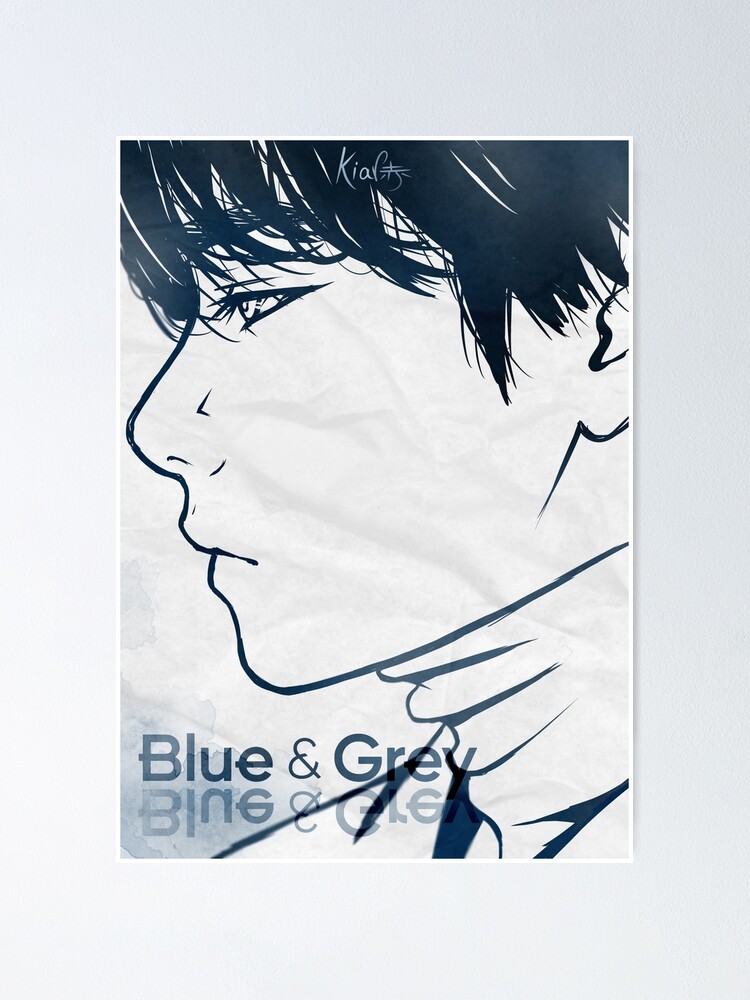 Bts V Blue Grey Poster By Kiaraka Redbubble