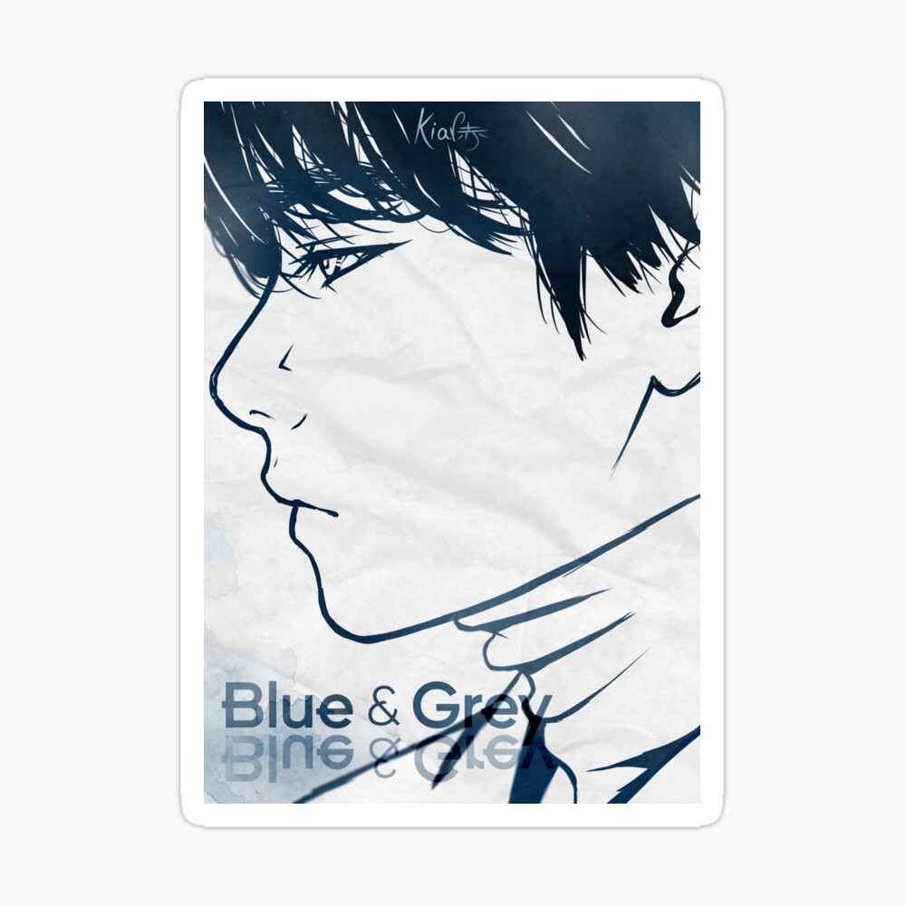 Bts V Blue Grey Poster By Kiaraka Redbubble