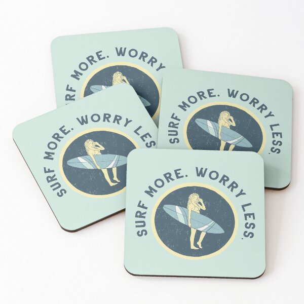 Item preview, Surf More, Worry Less Surfer Girl designed and sold by SharksOnShore.