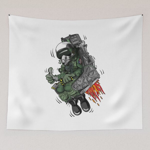Item preview, Military Fighter Jet Pilot Ejection Seat Cartoon Illustration designed and sold by hobrath.