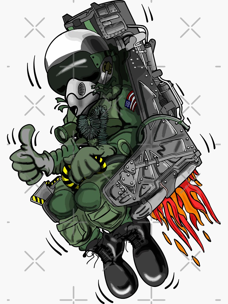 Military Fighter Jet Pilot Ejection Seat Cartoon Illustration by hobrath