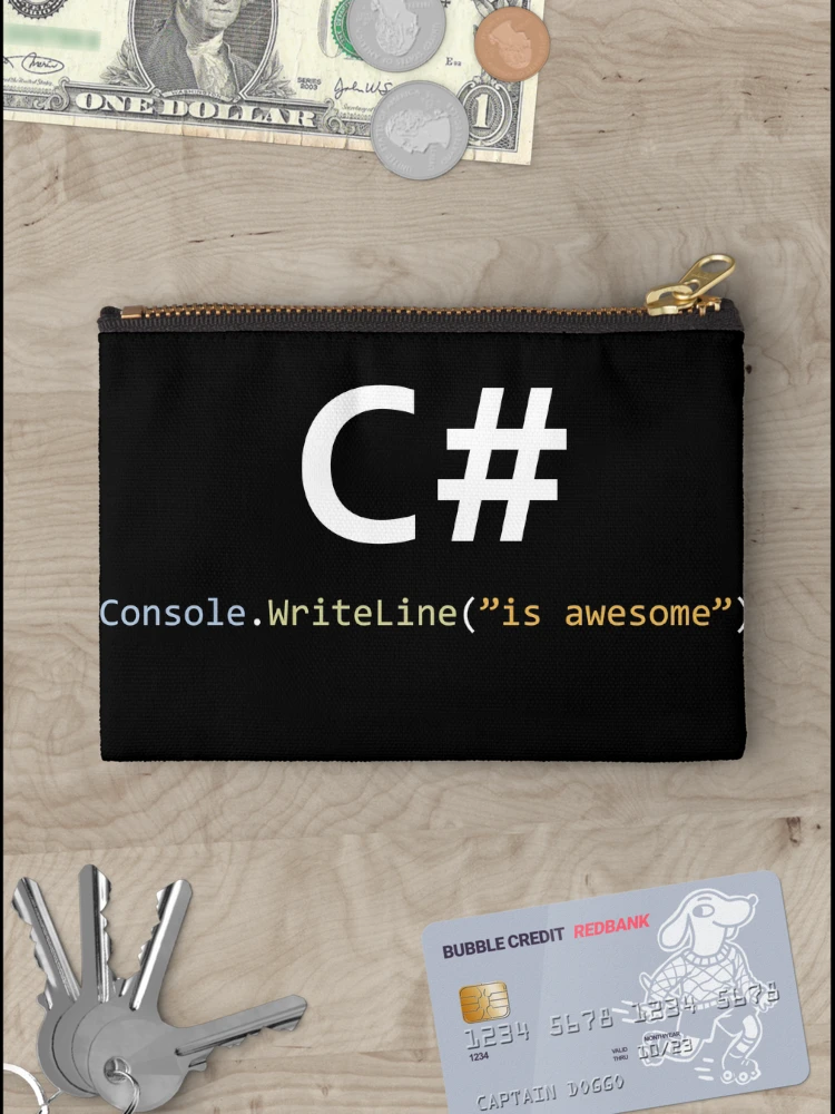 Thumbnail 3 of 4, Zipper Pouch, C# is awesome - Computer Programming designed and sold by Hapo Team.