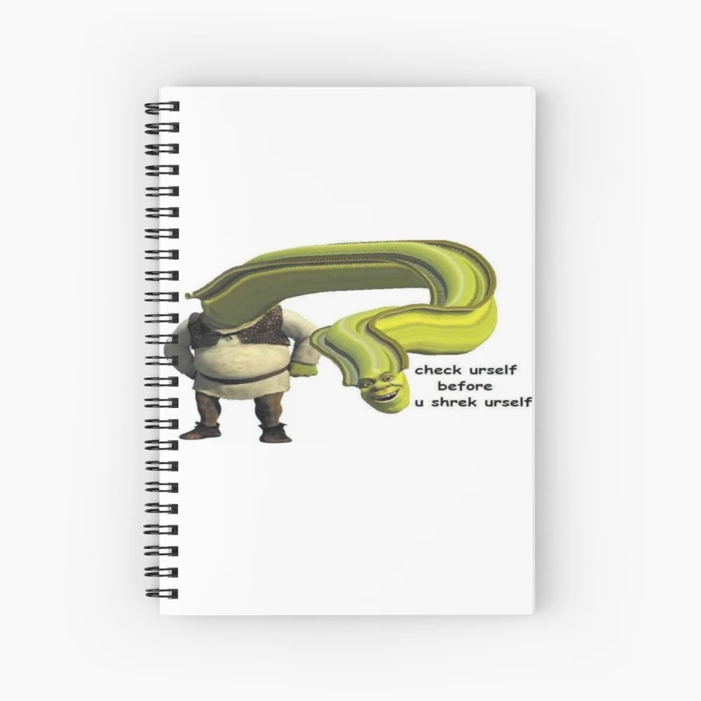 Shrek meme Spiral Notebook for Sale by yyyeseniaa