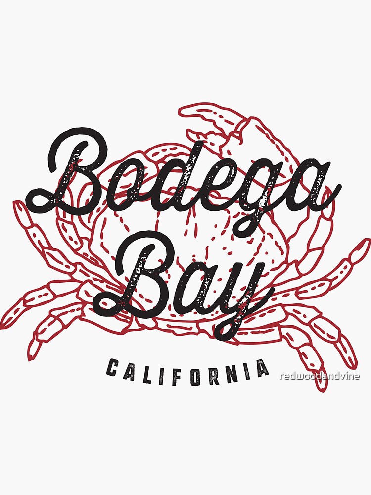 "Bodega Bay California Crab" Sticker for Sale by redwoodandvine | Redbubble