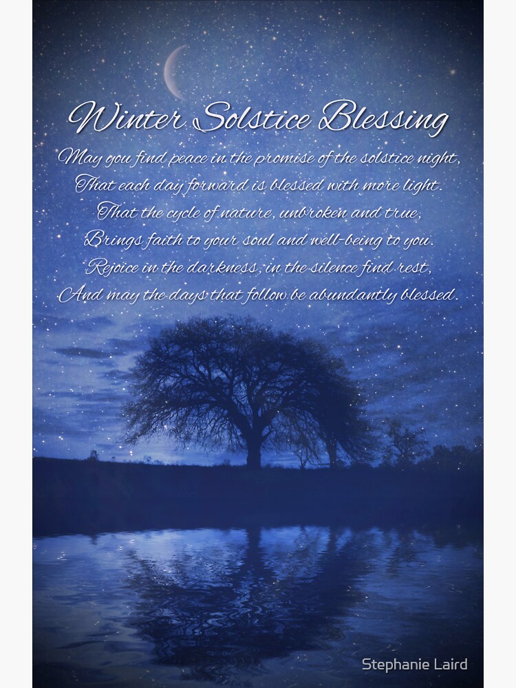 Winter Solstice Blessing With Oak Tree And Crescent Moon Sticker For Sale By Lazyl Redbubble