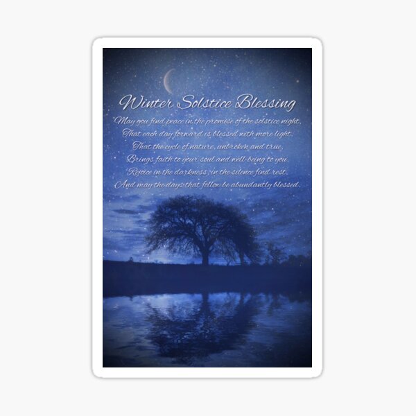 Winter Solstice Blessing With Oak Tree And Crescent Moon Sticker For Sale By Lazyl Redbubble