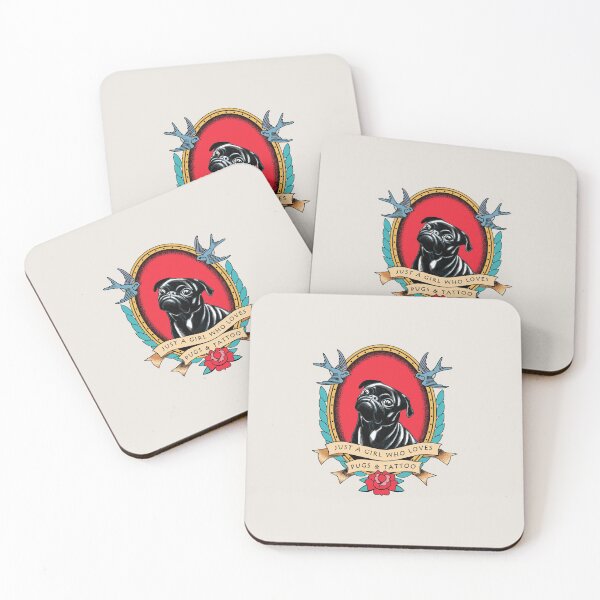 Item preview, Just A Girl Who Loves Pugs And Tattoo Traditional Tattoo Design designed and sold by okpinsPets.