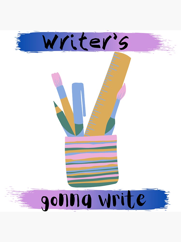 Thumbnail 3 of 3, Sticker, Writer's Gonna Write pencil jar designed and sold by Cinders-Embers.