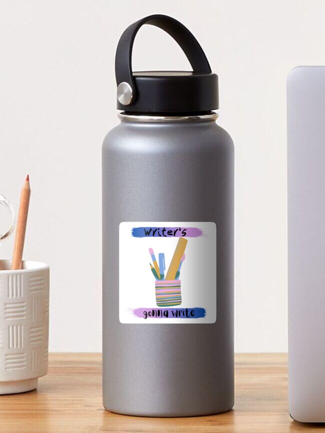 Thumbnail 1 of 3, Sticker, Writer's Gonna Write pencil jar designed and sold by Cinders-Embers.