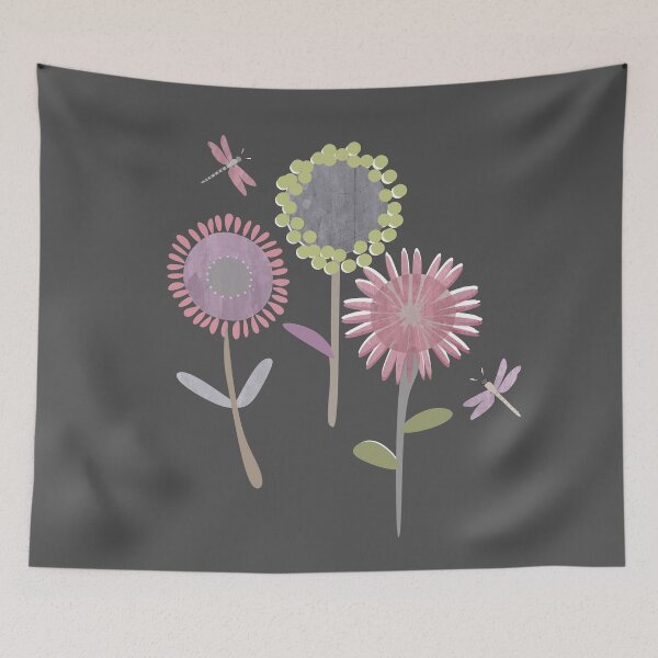 Item preview, My Happy Place abstract art - Simple Dragonfly and Cornflower Pattern designed and sold by Caroline Laursen.