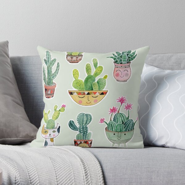 Cactus Pots Throw Pillow