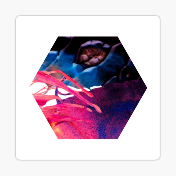 Abstract hexagon (blue/pink/purple) Sticker