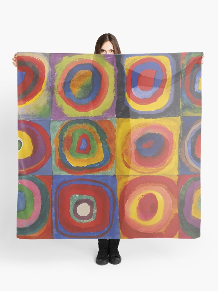 Cashmere Scarf Kandinsky Squares with on sale Concentric Circles