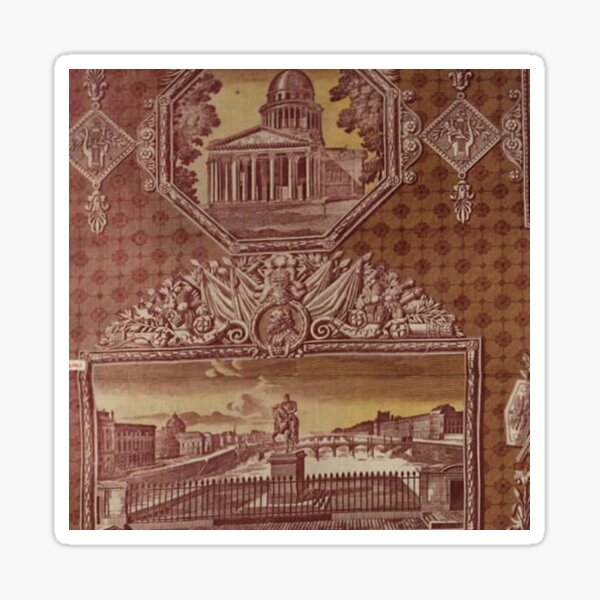 Item preview, Toile de Jouy 19th Century French Print: Monuments of Paris shows the château’s and antiquity of vintage Paris during the 1800s designed and sold by Zandria Kajewski.