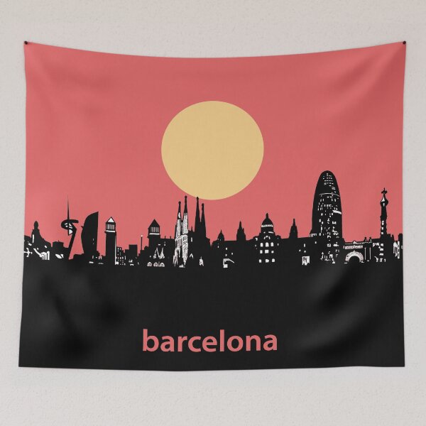 Item preview, barcelona skyline minimal designed and sold by BekimART2.