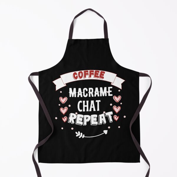 Item preview, Coffee macramé chat repeat with banner, hearts and red bold text. designed and sold by milkasweet.