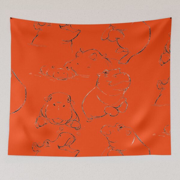 Item preview, orange hippopotamus designed and sold by amy greaves.