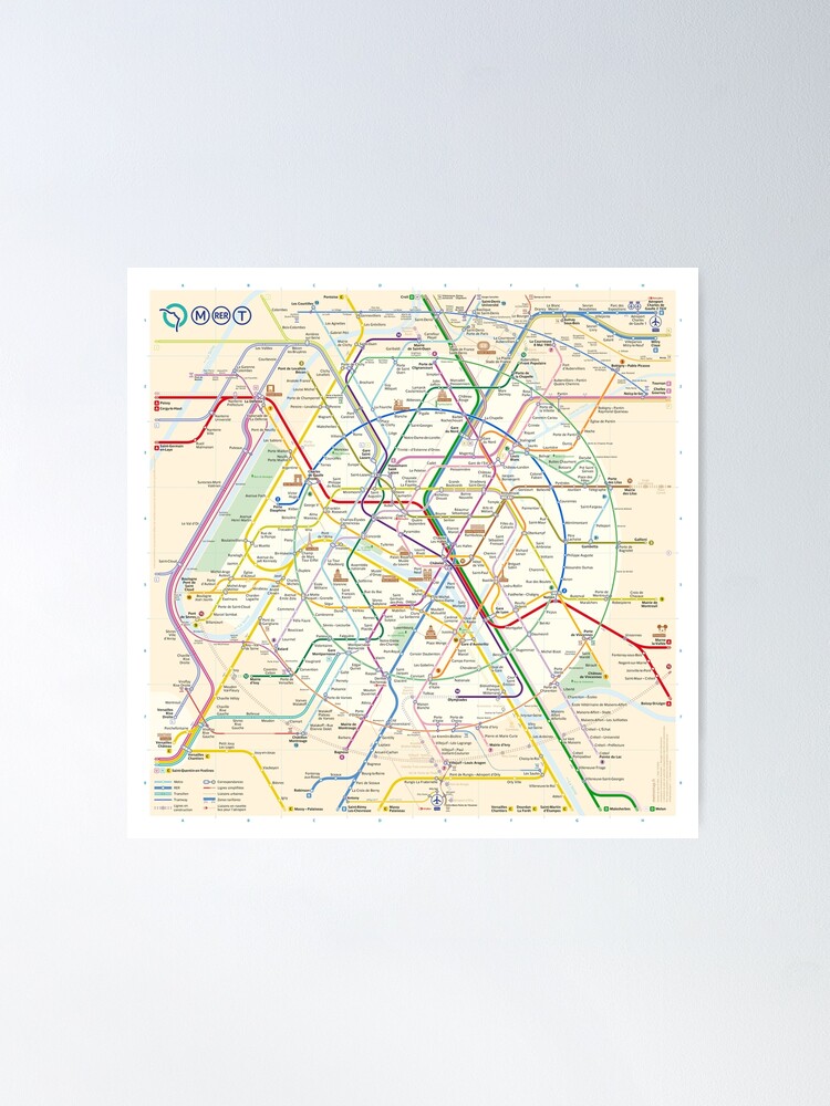 Alternate view of The New Paris Metro Map Poster