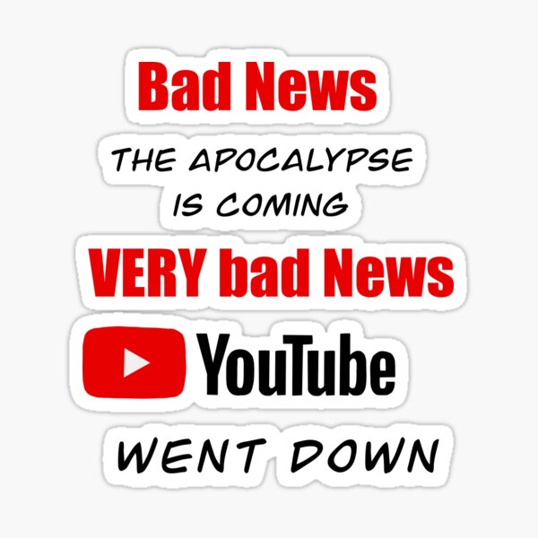 Youtube Is Down Stickers Redbubble - easy commodores roblox