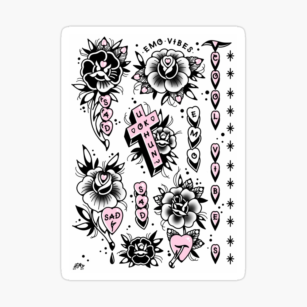 Cute but Deadly Tattoo Flash Art Print Pastel Goth Pin Up  Etsy
