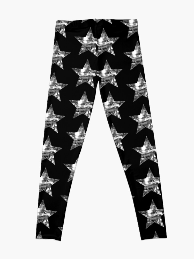 Thumbnail 4 of 5, Leggings, Shiny Silver Disco Ball Star designed and sold by Deborah Camp.