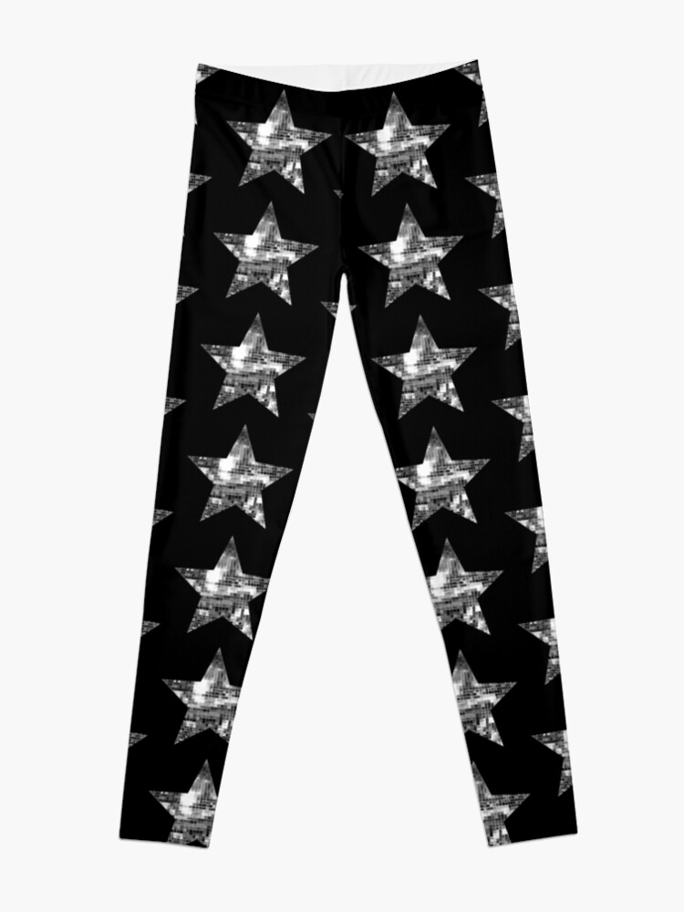 Thumbnail 3 of 5, Leggings, Shiny Silver Disco Ball Star designed and sold by Deborah Camp.
