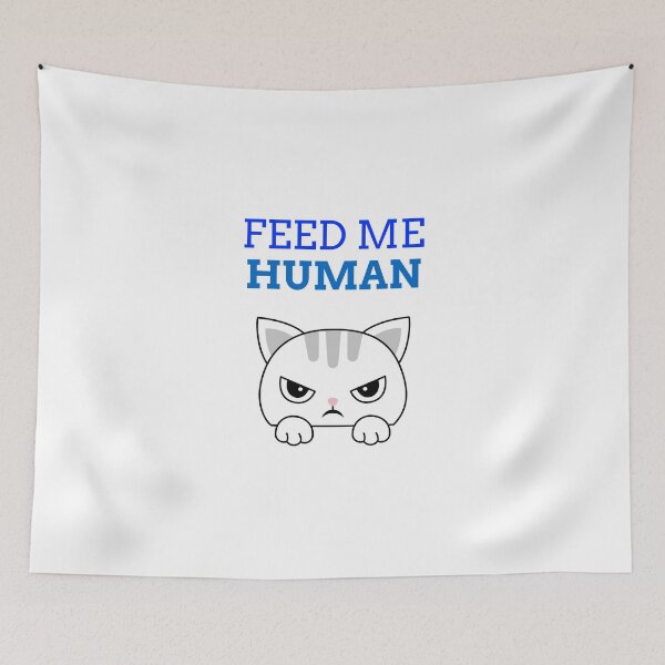 Item preview, Feed me human- angry cartoon cat design designed and sold by josephsteez.