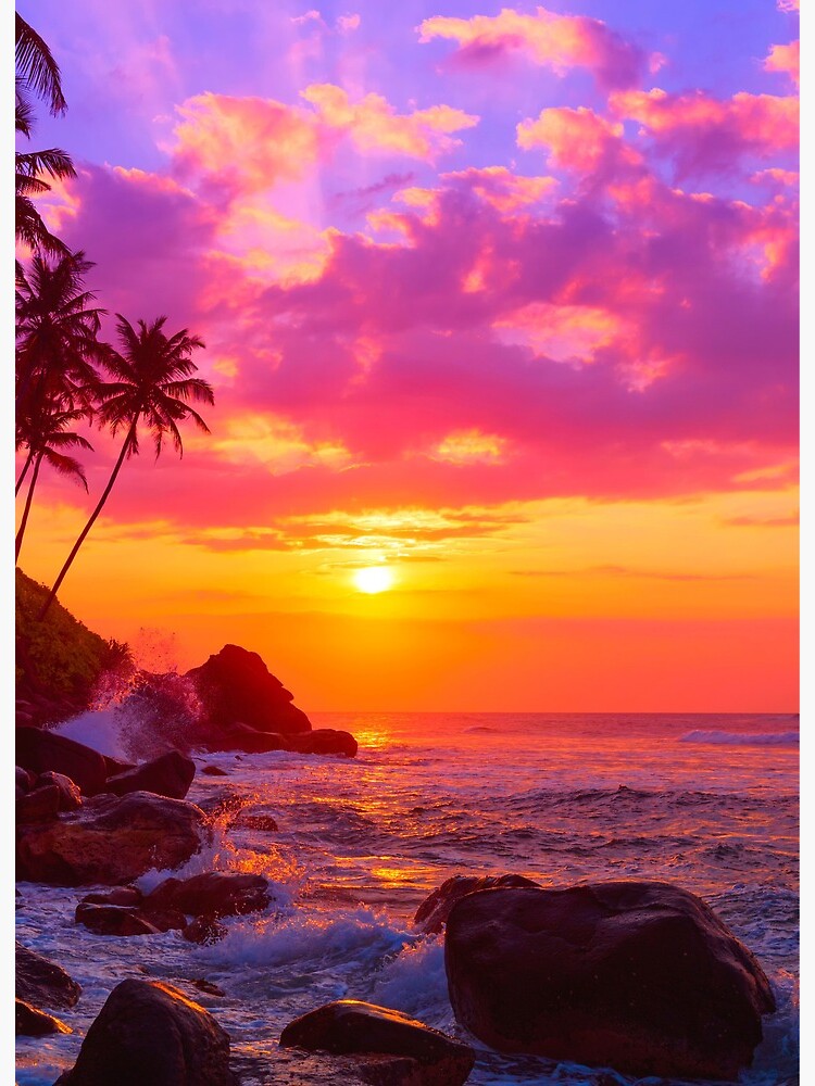 Posterazzi Layers of Beautiful Colors at Sunset Pink Purple Yellow Orange  Poster Print (17 x 11)