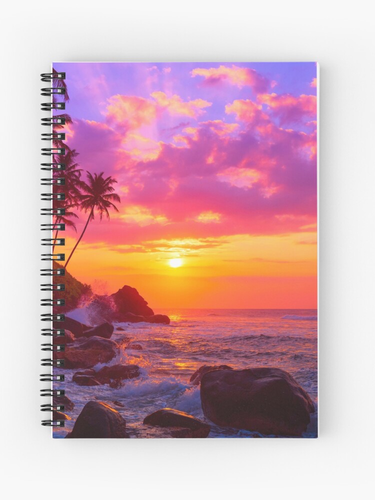 Pink Sunset Over the Ocean Notebook: For School, Work or Home - 120 Lined  Pages - 8.5 x 11