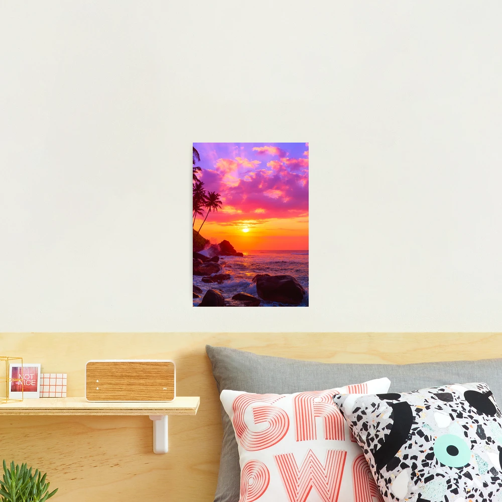 Pink Purple Orange and Blue Summer Beach Sunset