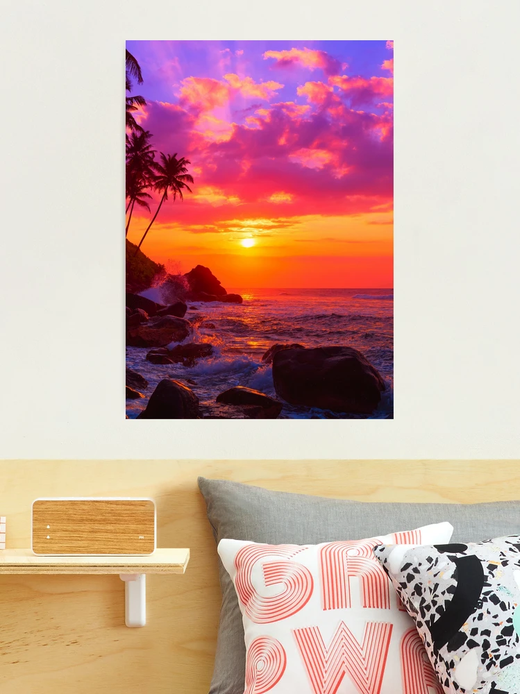 Pink Purple Orange and Blue Summer Beach Sunset