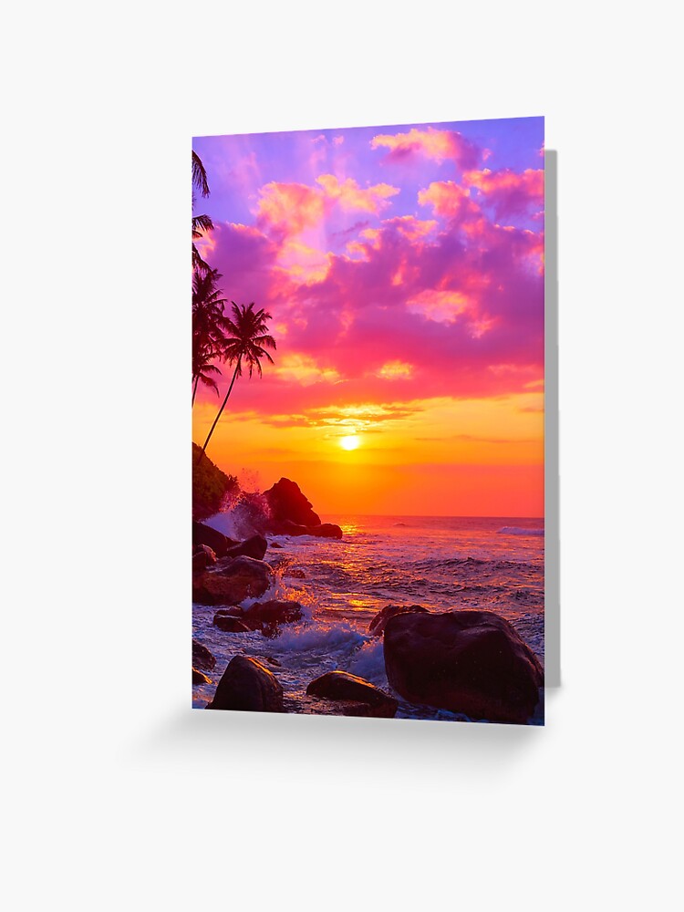 Carte D'anniversaire Plage-personnalisée-aquarelle Coucher De Soleil Plage Fond-couple Avec Sacs-carte D'anniversaire Unisexe-carte D'anniversaire Bord De Mer-carte Plage - France