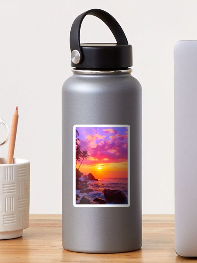 Pink Purple Orange and Blue Summer Beach Sunset Sticker for Sale