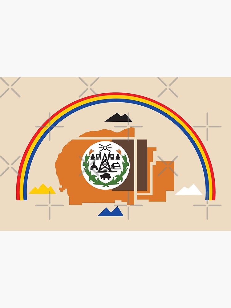 "Navajo Nation Flag with Sovereignty Rainbow HD High Quality" Poster by