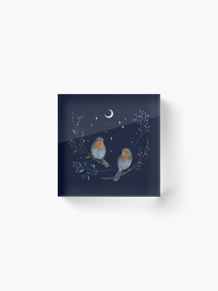 Thumbnail 2 of 5, Acrylic Block, Birds and Berries designed and sold by episodicDrawing.